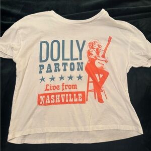 White Dolly Parton Graphic Crop T-Shirt